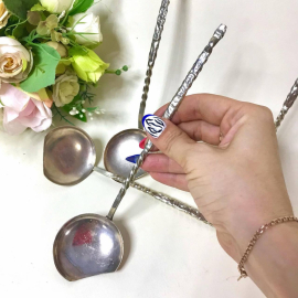 Ложка сервировочная, мельх. с серебрением, винтаж, СССР. Цена за 1шт. Картинка 2